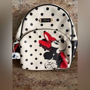 Disney Polka Dot Minnie Mouse Mini Backpack - White, Black & Red